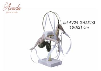 Ginnasta Aerea In Porcellana Di Capodimonte Con Body Azzurro 16xH.21 Cm Completa Di Scatola Cilindrica