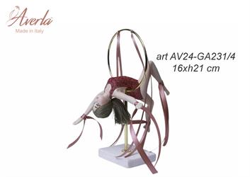 Ginnasta Aerea In Porcellana Di Capodimonte Con Body Fuxia 16xH.21 Cm Completa Di Scatola Cilindrica