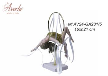 Ginnasta Aerea In Porcellana Di Capodimonte Con Body Oro 16xH.21 Cm Completa Di Scatola Cilindrica
