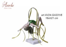 Ginnasta Aerea In Porcellana Di Capodimonte Con Body Verde 16xH.21 Cm Completa Di Scatola Cilindrica