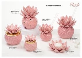 Scatola Nodo Piccola Con Fiore Di Loto Rosa In Ceramica Di Capodimonte Con Candela 7xH.8 Cm Completo Di Scatola Borsetta