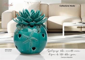 Profumatore Max Con Fiore Di Loto In Ceramica Di Capodimonte Con Luce Led Collezione Nodo