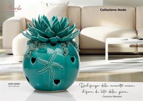Profumatore Max Con Fiore Di Loto In Ceramica Di Capodimonte Con Luce Led Collezione Nodo
