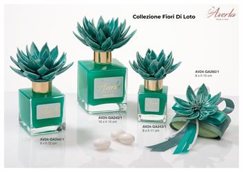 Saponetta Con Fiore Di Loto Verde In Ceramica Di Capodimonte 8xH.15 Cm Con Scatola Borsetta