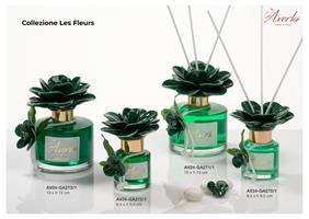 Bottiglia Rotonda Da 200 Ml Con Profumatore E Rosa In Ceramica Di Capodimonte Color Verde 10xH.13 Cm Con Scatola Borsetta
