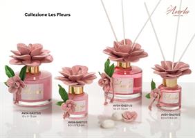 Bottiglia Rotonda Da 200 Ml Con Profumatore E Rosa In Ceramica Di Capodimonte Color Rosa 10xH.13 Cm Con Scatola Borsetta