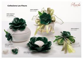 Saponetta Con Rosa In Ceramica Di Capodimonte Color Verde 8xH.15 Cm Con Scatola Borsetta