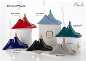 Profumatore E Brucia Incensco Vesuvio In Ceramica Di Capodimonte Color Nero 20xH.7,5 Cm Con Essenza E Incenso Completo Di Scatola Cilindrica
