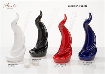 Brucia Incenso Corno Alto In Ceramica Di Capodimonte Color Bianco 9xH.21 Cm Con Incenso Completo Di Scatola Cilindrica
