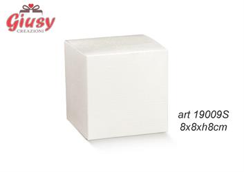 Scatola Pieghevole In Cartoncino Decoro Fibra Bianco 8x8xH.8 Cm 10*200