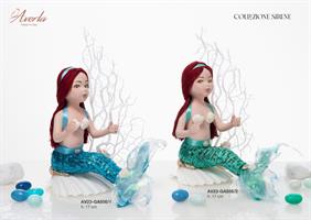 Sirena Su Conchiglia In Porcellana Di Capodimonte Con Vestito Pailettes Blu Mare H.17 Cm Completa Di Astuccio Collezione Sirene