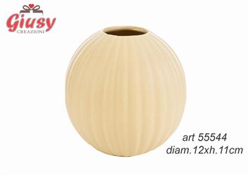 Vaso Portapiante In Porcellana Color Giallo Diametro 12xH.11 Cm 2*36
