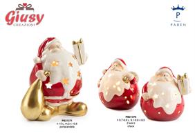 Babbo Natale Spiritoso Con Doni In Porcellana 2 Soggetti Assortiti Con Luce Led H.9,9 Cm 6*36