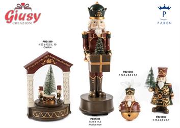 Antico Generale Con Albero Di Natale In Resina Con Musica E Movimento H.34 Cm 1*12
