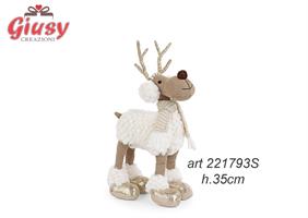 Renna In Stoffa Color Avorio E Beige H.35 Cm 3*24