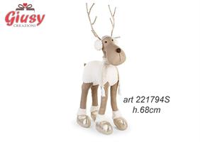 Renna In Stoffa Color Avorio E Beige H.68 Cm