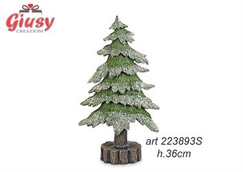 Albero Verde Innevato In Resina H.36 Cm 2*4