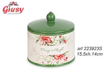 Biscottiera Con Chiusura Ermetica In Ceramica Decoro Merry And Bright 15,5xH.14 Cm Completo Di Scatola 2*8