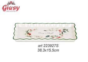 Vassoio In Ceramica Decoro Merry And Bright 38,3xH.15,5 Cm Completo Di Scatola 1*16