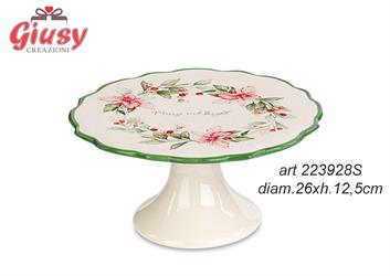 Alzata In Ceramica Decoro Merry And Bright Diametro 26xH.12,5 Cm Completo Di Scatola 1*6