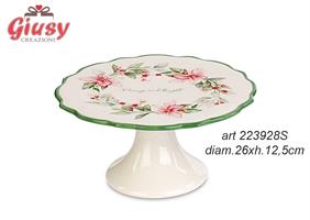 Alzata In Ceramica Decoro Merry And Bright Diametro 26xH.12,5 Cm Completo Di Scatola 1*6