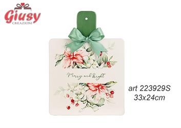 Tagliere In Ceramica Decoro Merry And Bright 33xH.24 Cm Completo Di Scatola 3*12