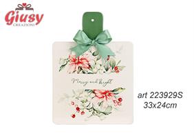 Tagliere In Ceramica Decoro Merry And Bright 33xH.24 Cm Completo Di Scatola 3*12