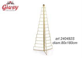 Albero Pieghevole Color Oro Con Luce Led Diametro 80xH.180 Cm 1*2