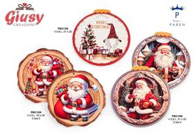 Sottopentola Effetto Sfera Natalizia Con Babbo Natale In Porcellana 2 Soggetti Assortiti Diametro 21 Cm 12*48