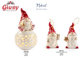 Gnomo Spiritoso Su Sfera In Porcellana Navel Con Luce Led H.16 Cm Completa Di Scatola 1*48