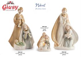 Natività In Porcellana Navel H.9,4 Cm Con Luce Led Completo Di Scatola 1*72