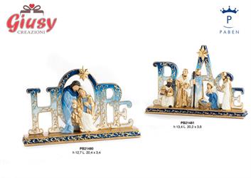Gruppo Natività Con Scritta Hope In Resina 20,4 Cm 3*18