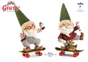 Babbo Natale Spiritoso Su Skatebord In Resina 2 Soggetti Assortiti H.24 Cm 4*16