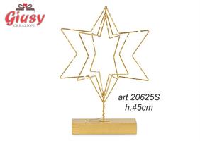 Stella 3D In Metallo Color Oro Con Luce Led H.45 Cm 2*12