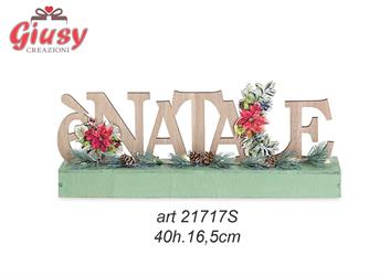 Centrotavola Con Scritta E' Natale In Legno E Luce Led 40x16,5 Cm 6*24