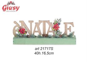 Centrotavola Con Scritta E' Natale In Legno E Luce Led 40x16,5 Cm 6*24