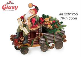 Babbo Natale In Resina Su Camion Con Regali Natalizi 70xH.60 Cm