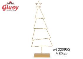 Albero Natalizio In Metallo Color Oro Con Luce Led H.80 Cm 1*8