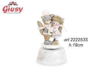 Carillon Con Coppia Volpi Natalizi In Resina H.19 Cm 2*12