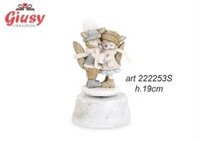 Carillon Con Coppia Volpi Natalizi In Resina H.19 Cm 2*12