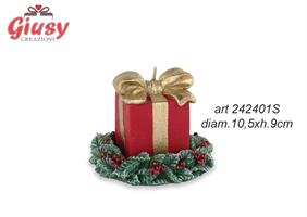 Candela Pacco Regalo Natalizio Con Vischio Rosso Diametro 10,5xH.9 Cm 6*24