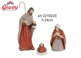 Set Natività 3 Soggetti In Resina H.24 Cm 2*12