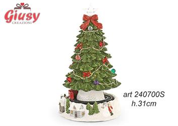 Albero Natalizio In Resina Con Treno In Movimento Musica E Luce Led H.31 Cm
