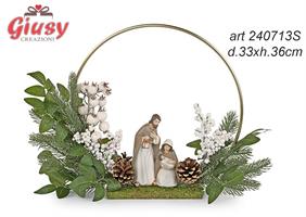 Natività In Resina Con Pino Artificiale Diametro 33xH.36 Cm 1*8