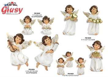 Angelo Con Stella,Libro E Dono In Resina Color Bianco Con Decori Oro 3 Soggetti Assortiti 6*72