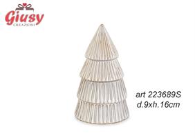 Scatola Albero A Righe In Ceramica Con Candela Diametro 9xH.16 Cm 1*32