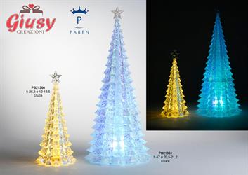 Albero Di Natale Con Stella In Plastica Trasparente Con led,  H 28 CM. 2*8