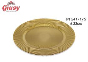 Set 6 Sottopiatti In Vetro Oro Diametro 33 Cm Completo Di Scatola