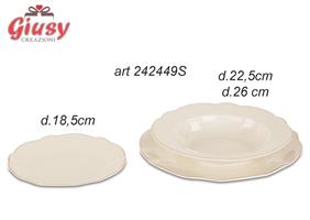 Set Da 18 Piatti In Porcellana Bianca Con Profilo Oro Diametro 18,5/22,5/26 Cm Completo Di Scatola 1*2