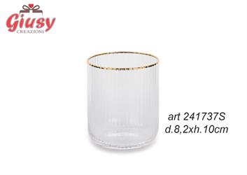 Set Da 6 Bicchieri In Vetro Con Profilo Oro Diametro 8,2xH.10 Cm Completo Di Scatola 1*4